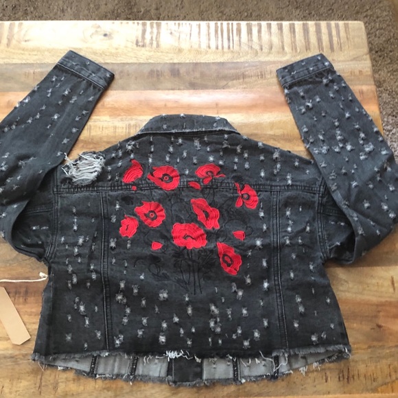 Distressed Embroidered Jean Jacket - Picture 7 of 7